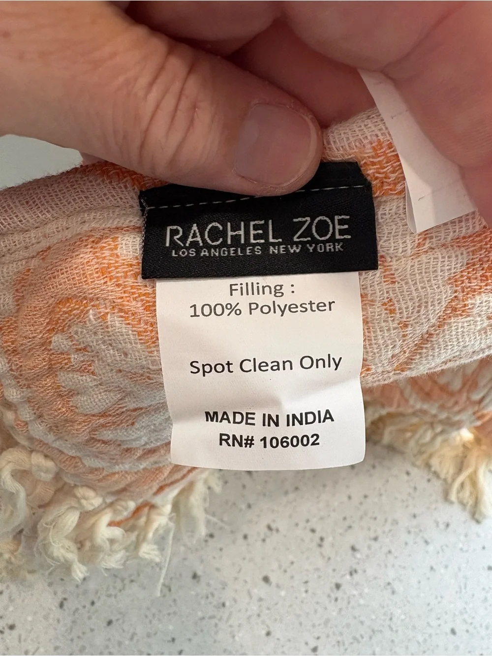 NWT Rachel Zoe Cream & Orange Citrus Decorative Throw - reversible